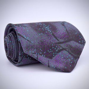 Valentino Cravatte Vintage Silk Tie Italy Abstract Necktie Blue Black Purple